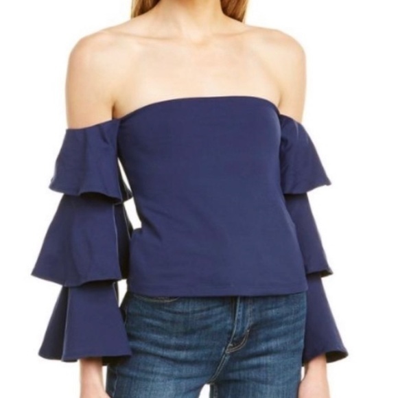 SUSANA MONACO WOMEN’S MAGNOLIA TOP RUFFLE OFF THE SHOULDER  SLEEVE  NWT SZ S - Picture 1 of 7
